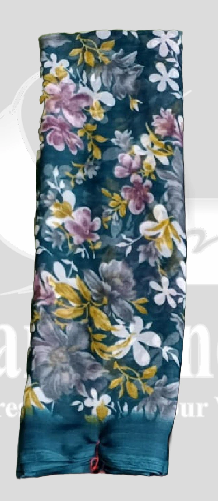 Chiffon Floral Printed Saree &ndash; SANGNI1204 &ndash; Teal Blue Mix